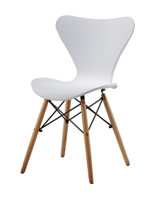כסא פלסטיק טוסקנה בצבע לבן | רגלי עץ