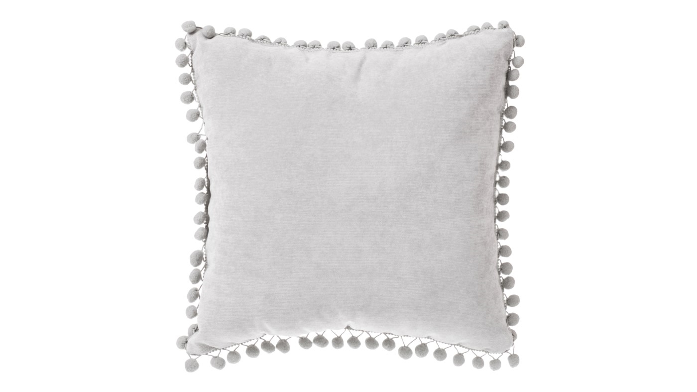 כרית נוי פונפונים |  אפור