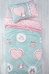 סט מצעים מודפס למיטה וחצי לילית