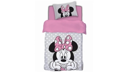 סט מצעים לילדים למיטת יחיד |  מיני נקודות ורוד