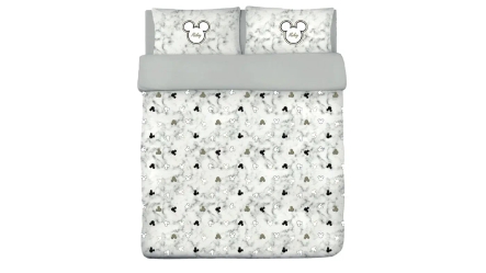 סט מצעים ממותג למיטה וחצי | מיקי אפור שיש