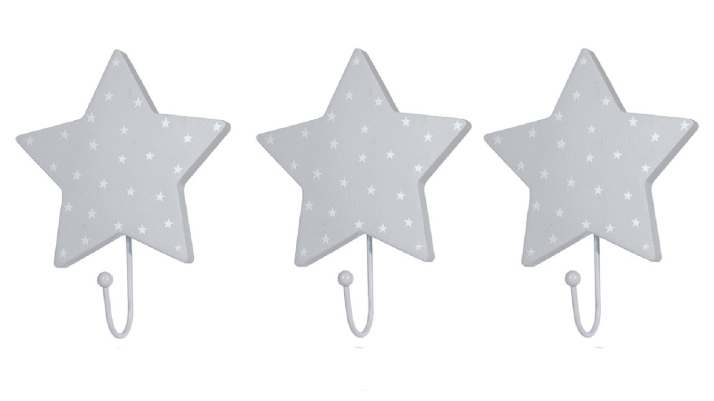 סט שלישית מתלים כוכב אפור