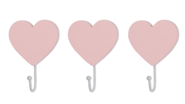 סט שלישית מתלים לב ורוד