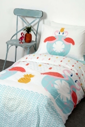 סט מצעים מודפס למיטה וחצי פלמינגו