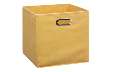 קופסת אחסון צבעונית פתוחה בצבע צהוב