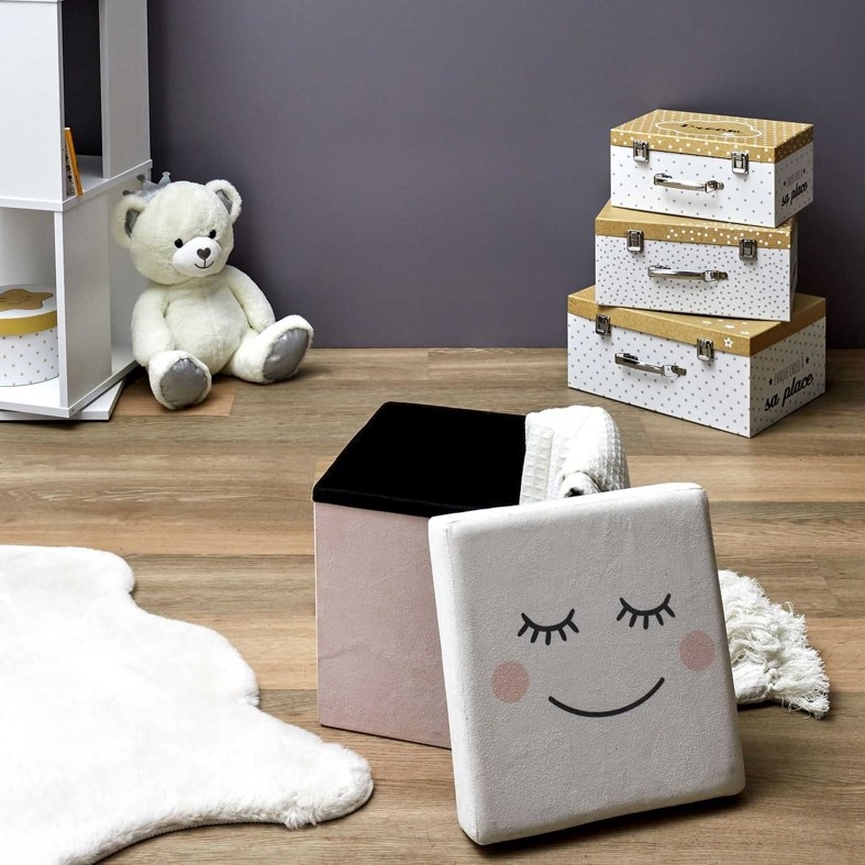 קופסת אחסון מרופדת עם מכסה |  ורוד