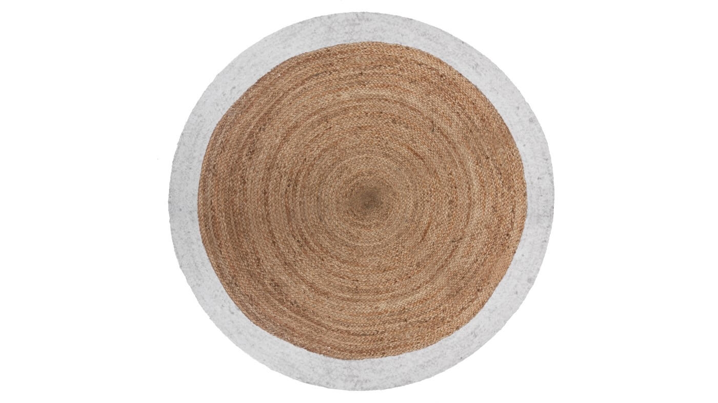 שטיח חבלים עגול | חום ולבן