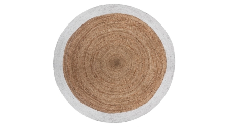 שטיח חבלים עגול | חום ולבן