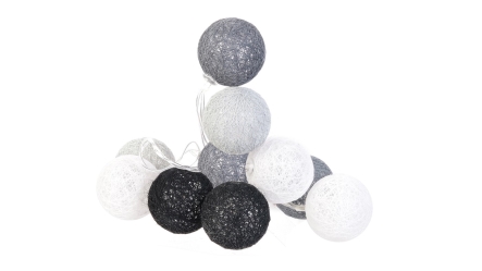 שרשרת דקורטיבית עם לדים | 10 כדורים לבן אפור